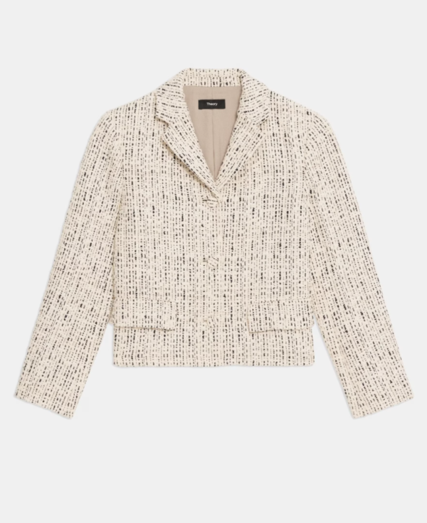 Theory Cropped Jacket in Cotton-Blend Tweed