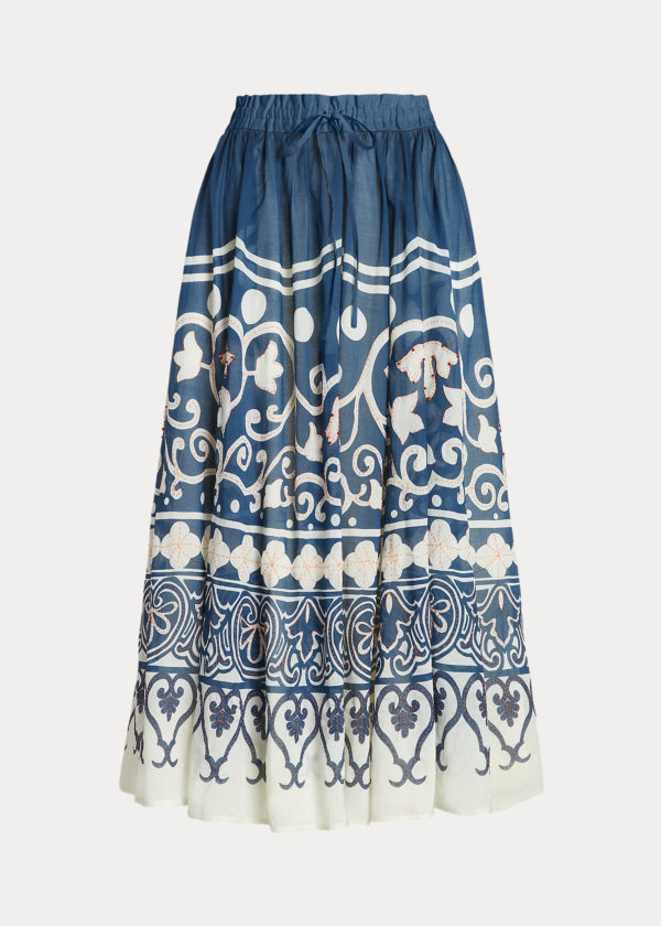 Polo by Ralph Lauren Print Beaded Voile A-Line Skirt