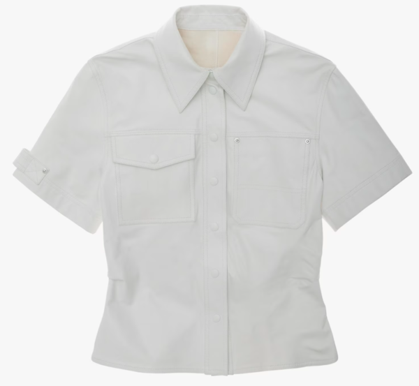 Helmut Lang Short Sleeve Utility Shirt in Leather