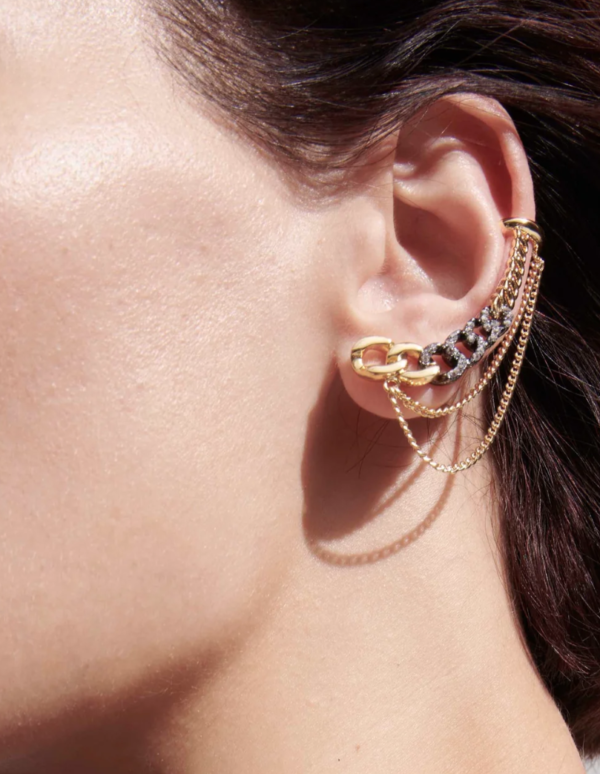 Demarson Jazmin Asymmetric Two toned Chain Earrings