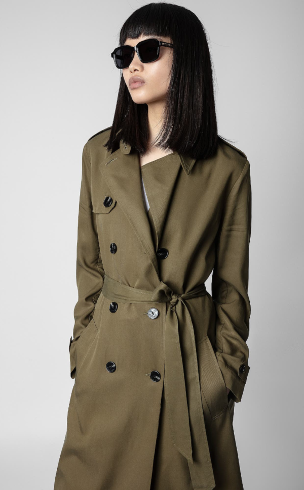 Zadig & Voltaire Olive Green double breasted Trench Coat