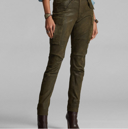 double r l suede skinny cargo pants