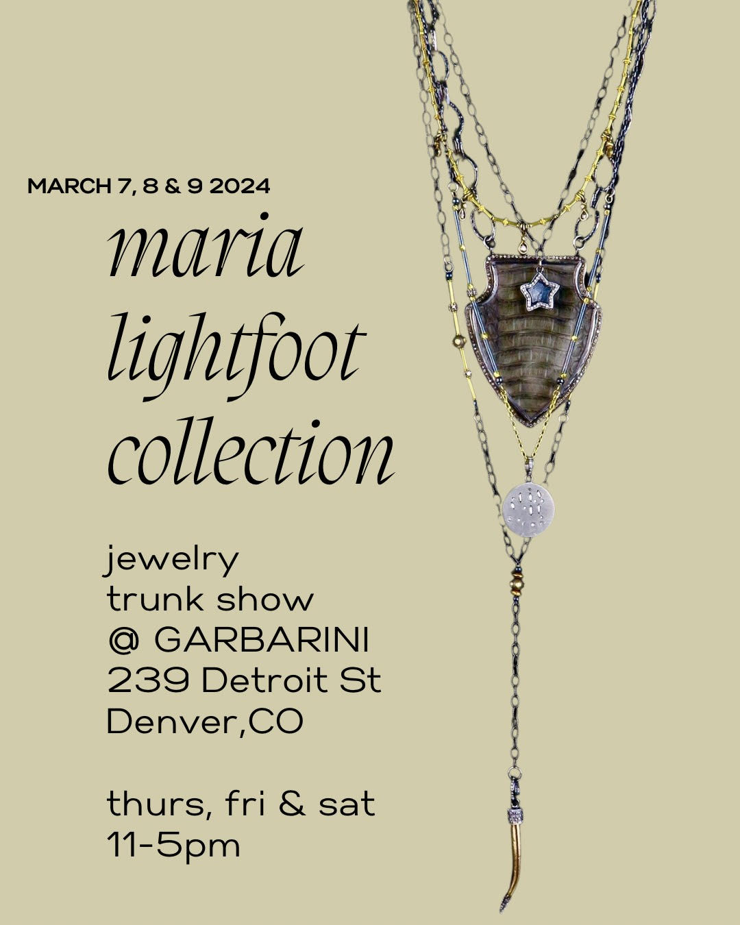 Maria Lightfoot Collection March Jewelry Trunk Show at Garbarini